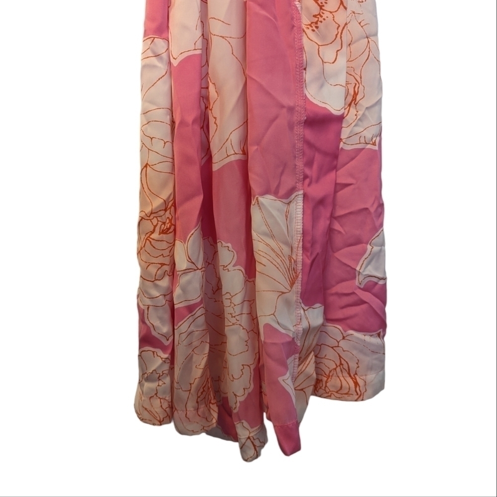 NATORI Nara Women’s Floral Belted Kimono Robe Pink White Peony Size M - Picture 10 of 15